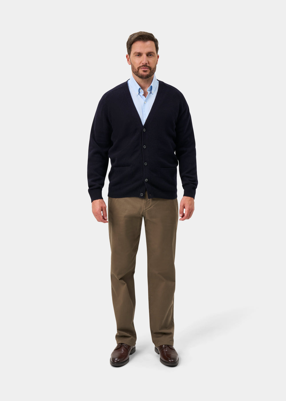 Cornwall Lambswool Cardigan in Navy - Classic Fit