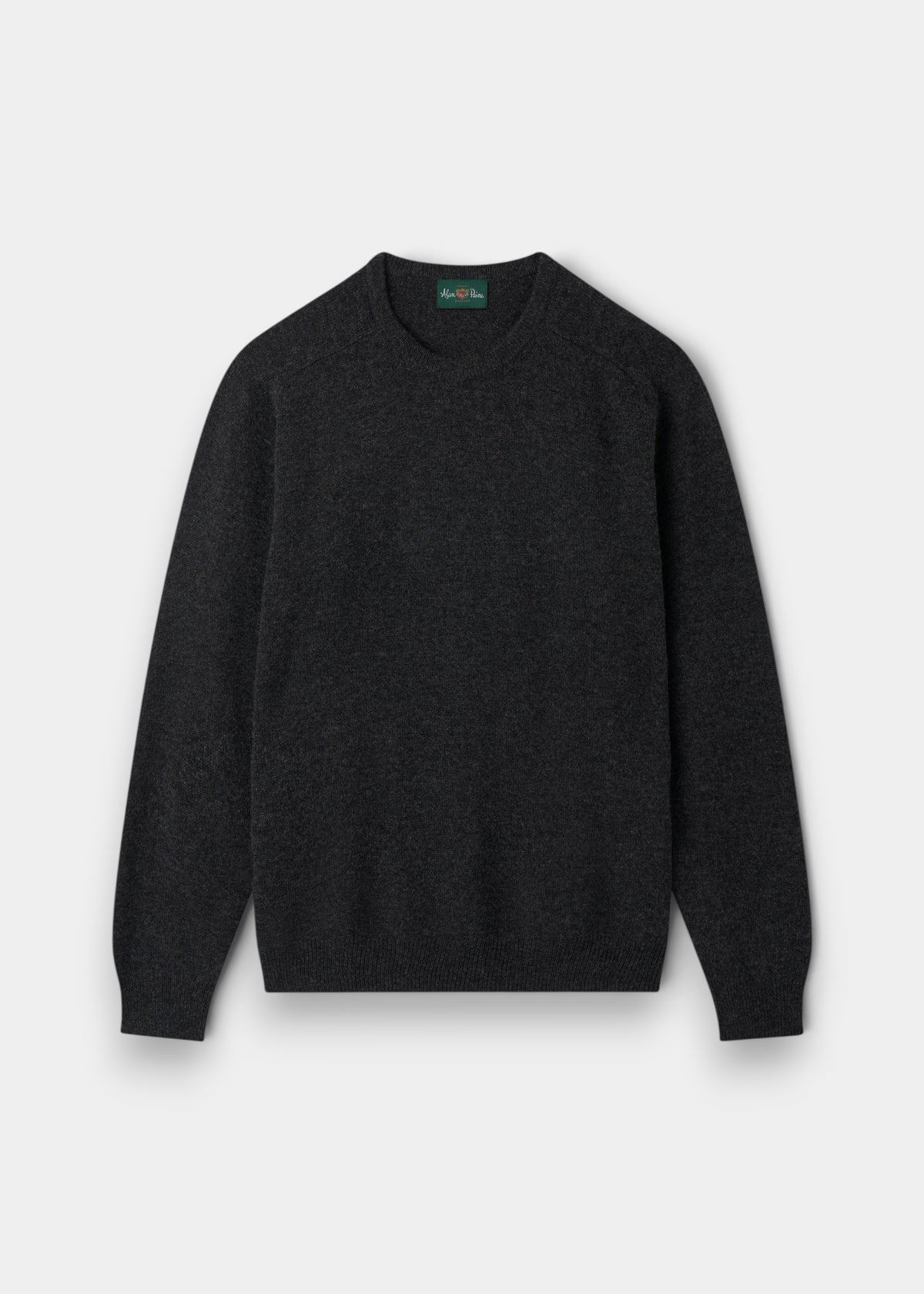 Dorset Lambswool Crew Neck Jumper in Charcoal, classic fit, shown flat on a light background.