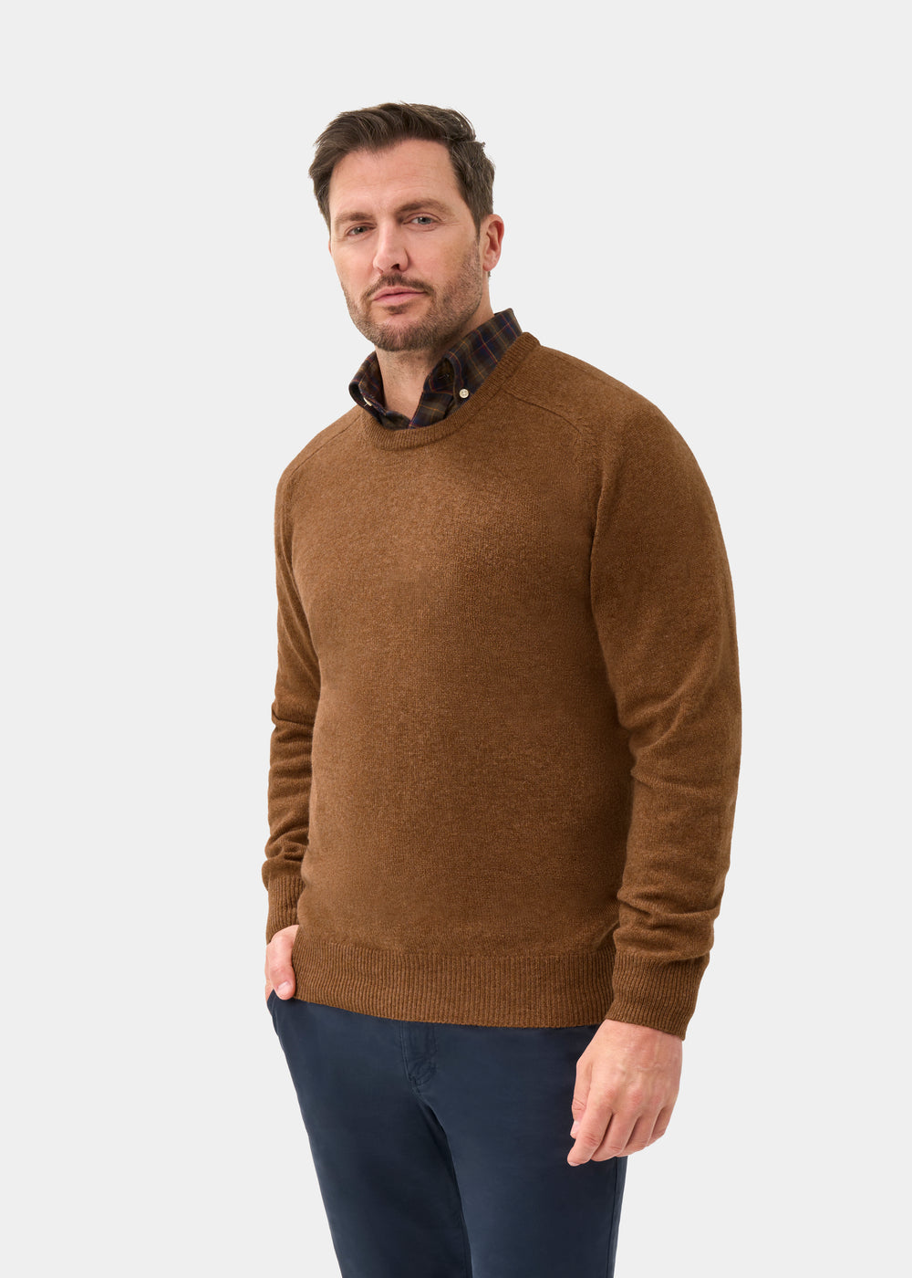 Men's Lambswool Crew Neck Jumper in Driftwood