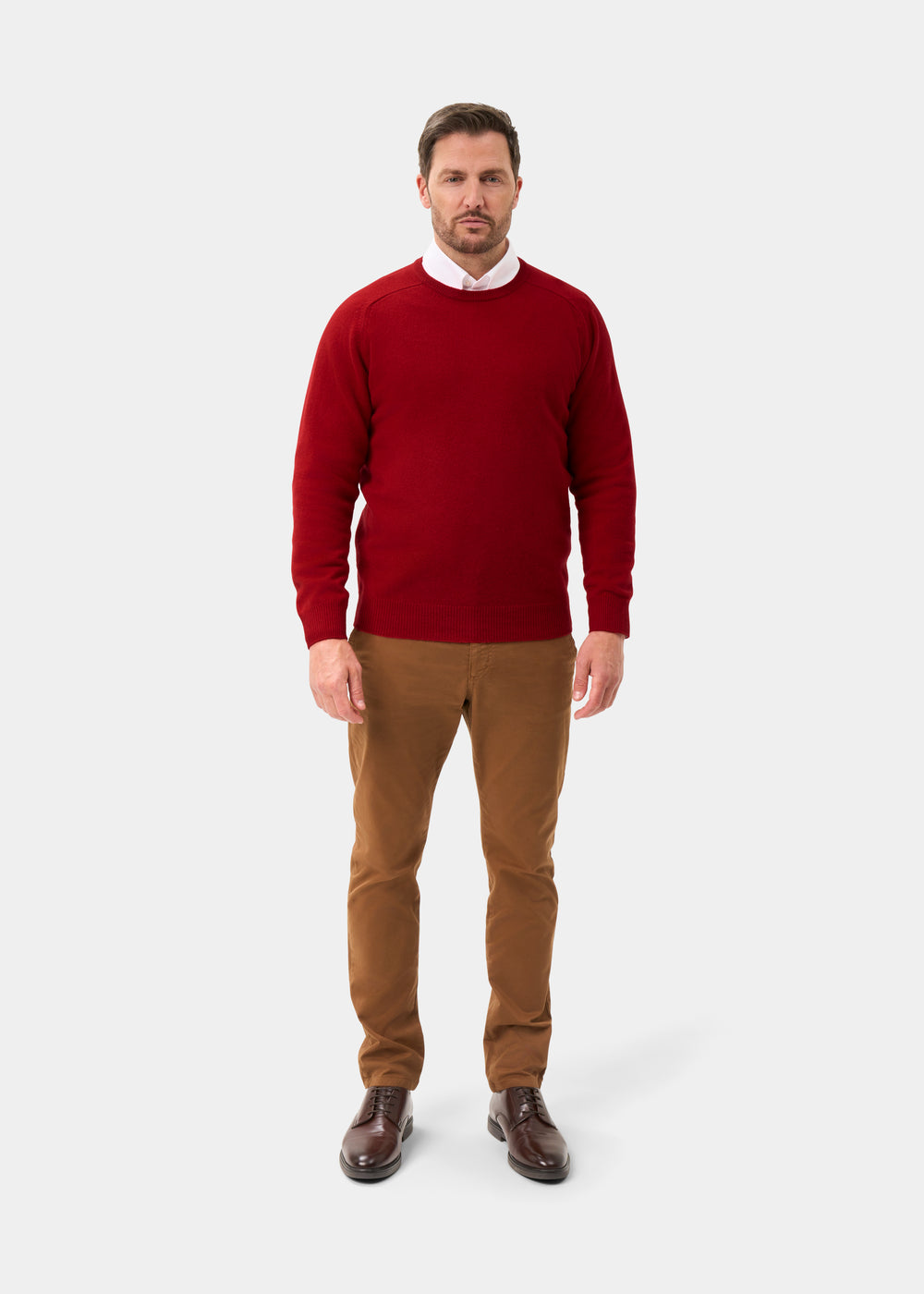 Men's Lambswool Crew Neck Jumper in Dubonnet