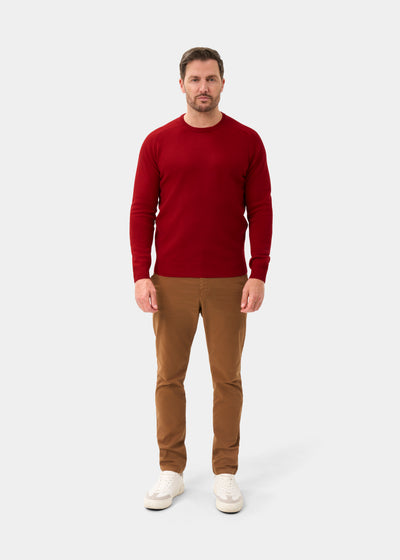 Men's Lambswool Crew Neck Jumper in Dubonnet