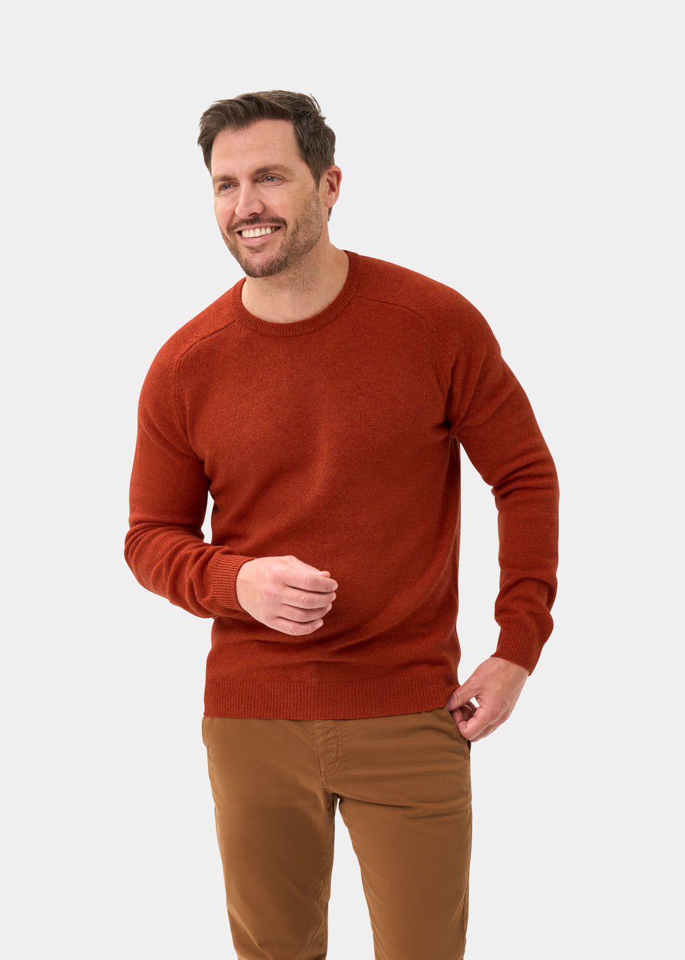 Men's Lambswool Crew Neck Jumper in Ember