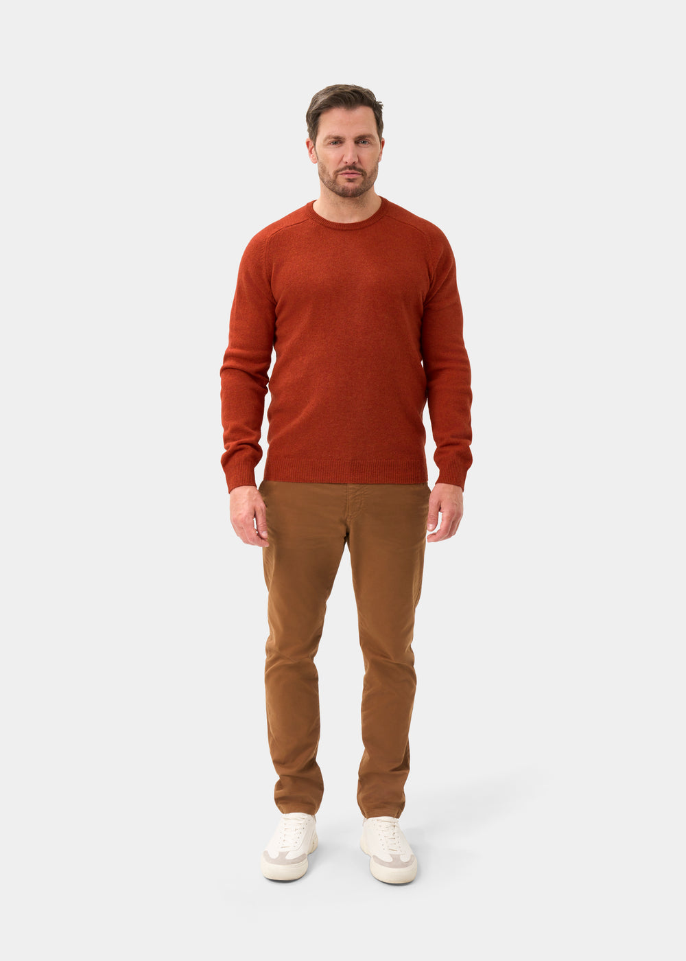 Men's Lambswool Crew Neck Jumper in Ember