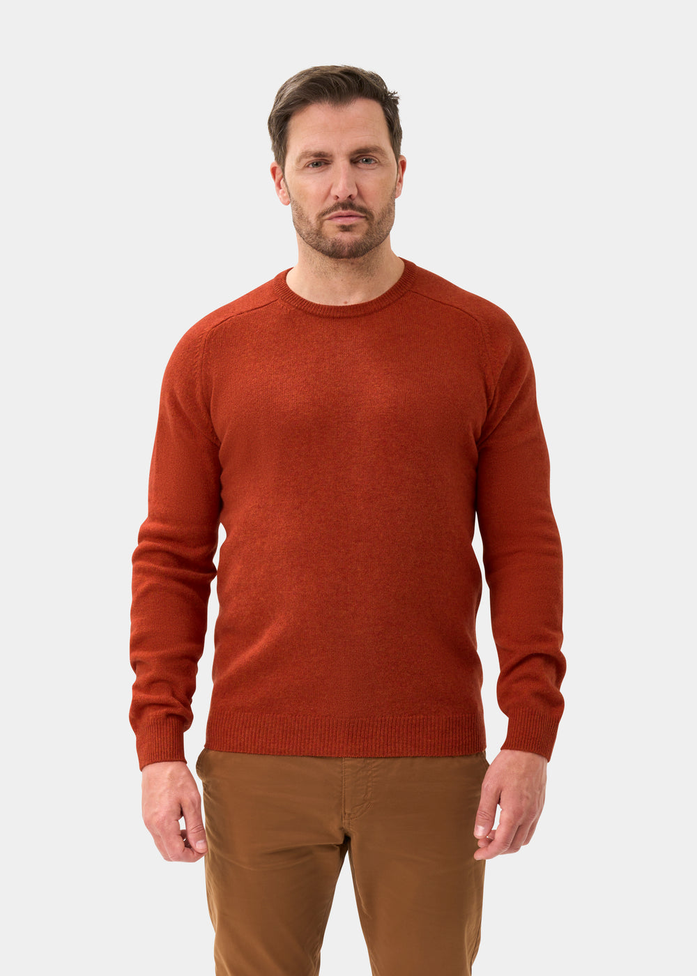 Men's Lambswool Crew Neck Jumper in Ember