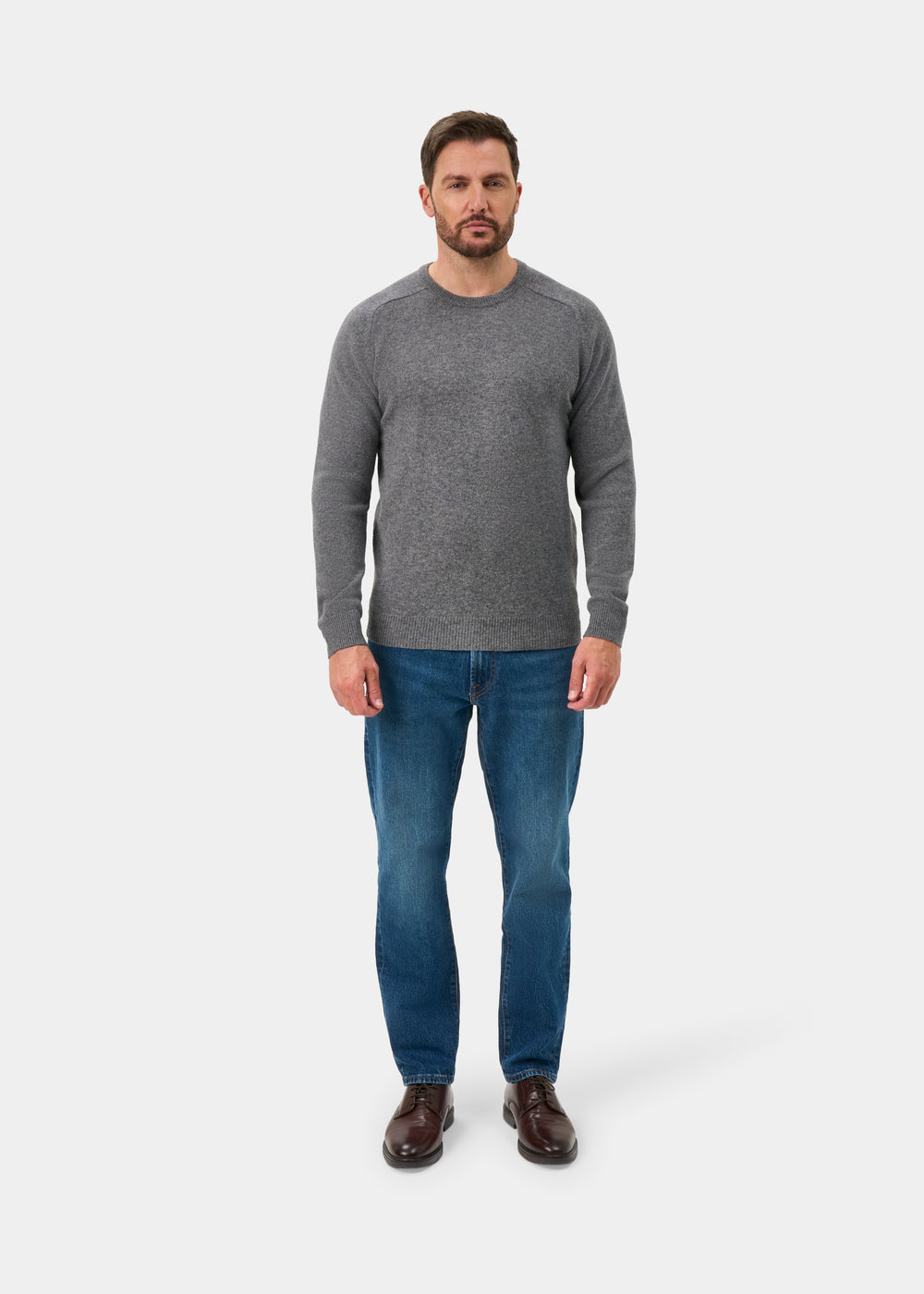 Lenzie Men's Lambswool Jumper In Grey Mix - Regular Fit
