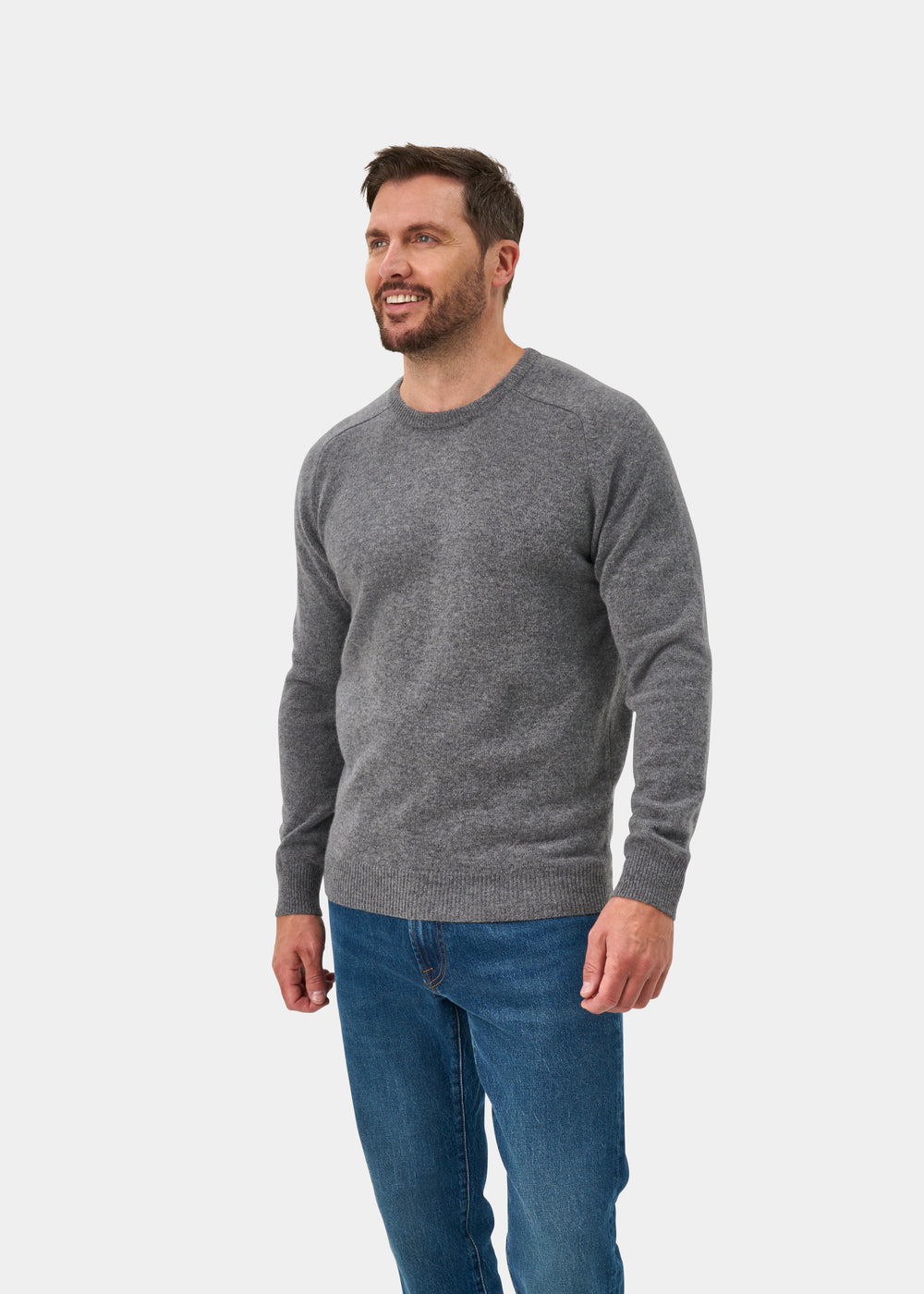 Lenzie Men's Lambswool Jumper In Grey Mix - Regular Fit