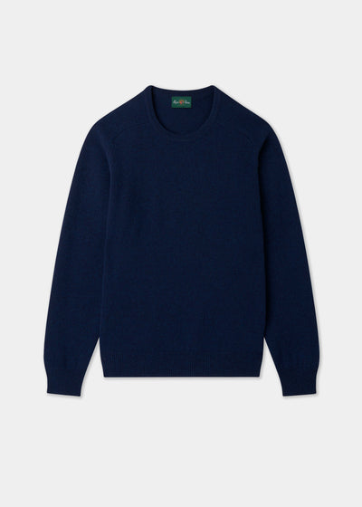 Men's Lambswool Crew Neck Jumper in Indigo