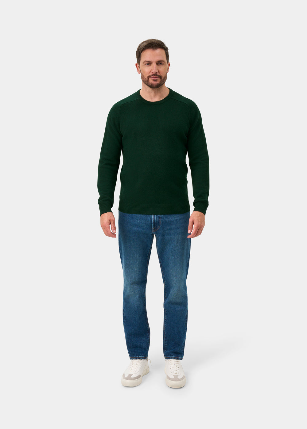 Lenzie Men's Lambswool Jumper In Tartan Green - Regular Fit