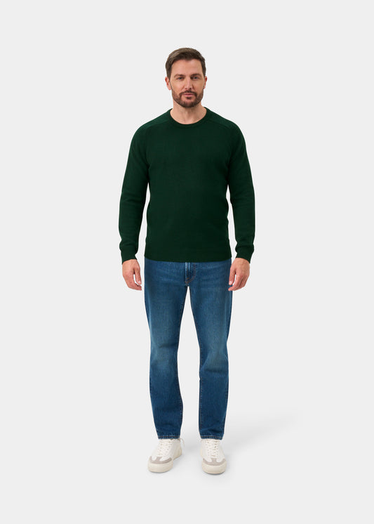 Lenzie Men's Lambswool Jumper In Tartan Green - Regular Fit