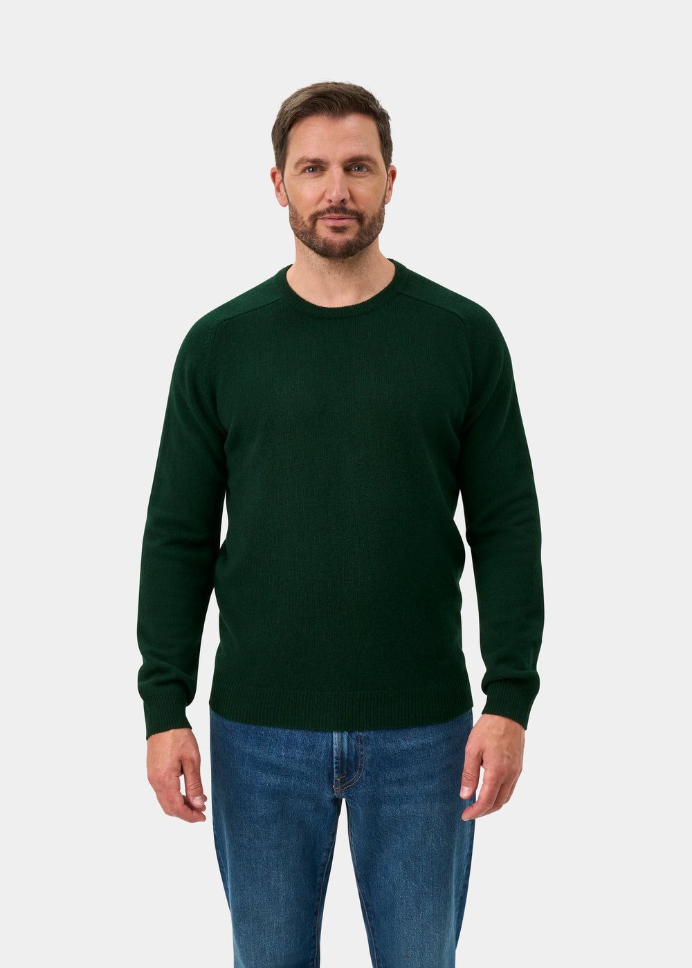 Lenzie Men's Lambswool Jumper In Tartan Green - Regular Fit