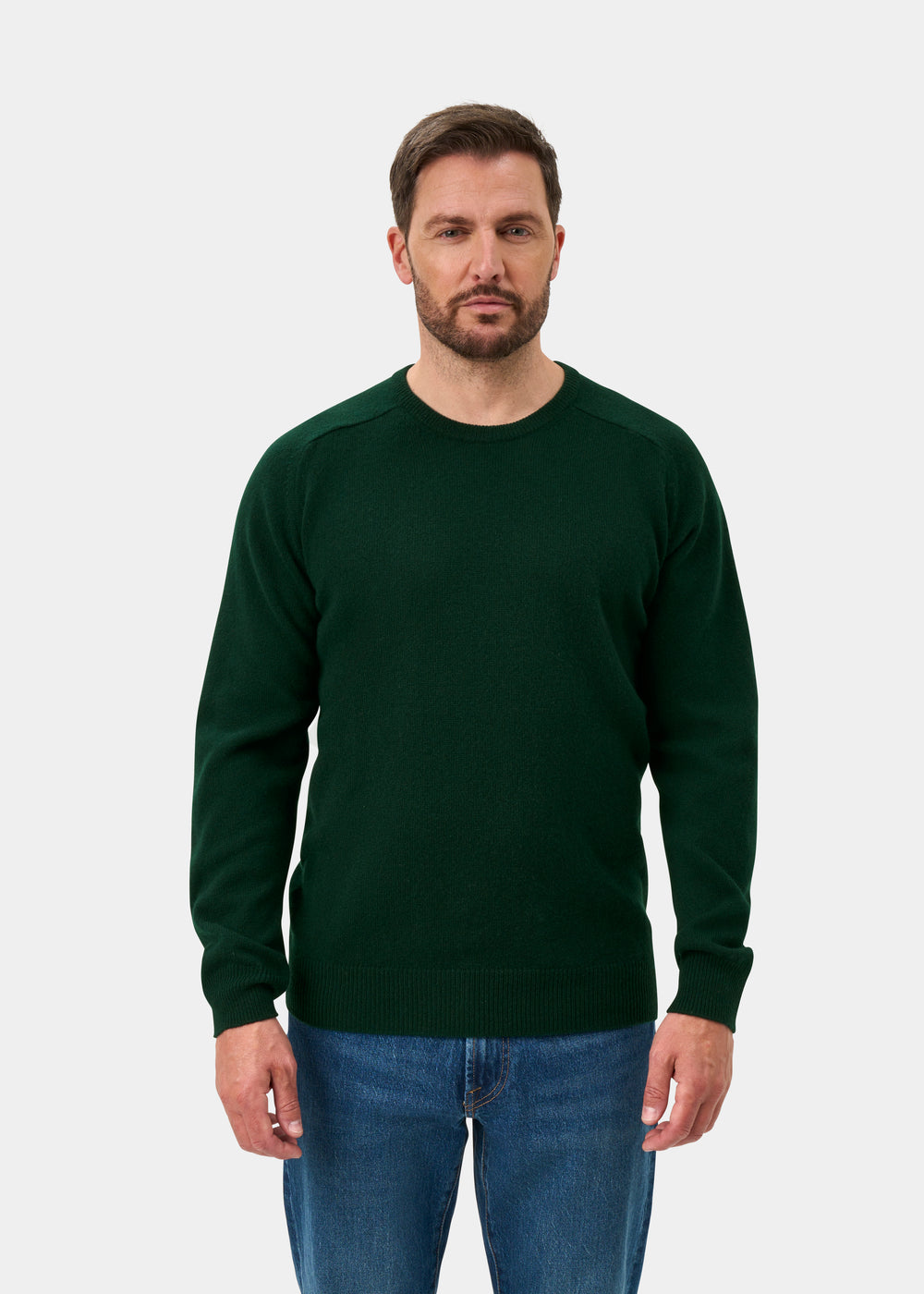 Dorset Men's Lambswool Jumper in Tartan Green - Classic Fit
