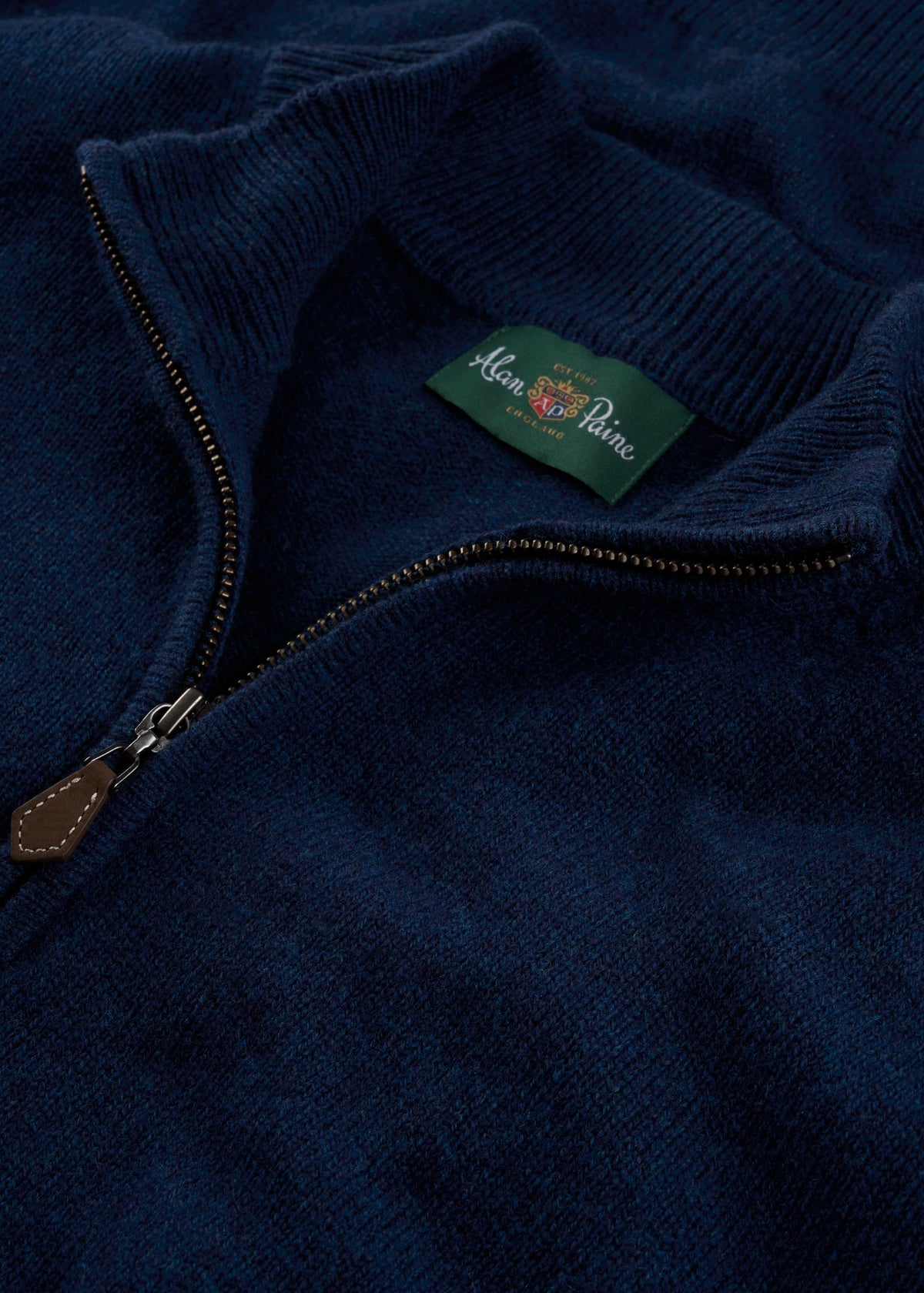 Men's Lambswool Quarter Zip Neck Jumper in Indigo