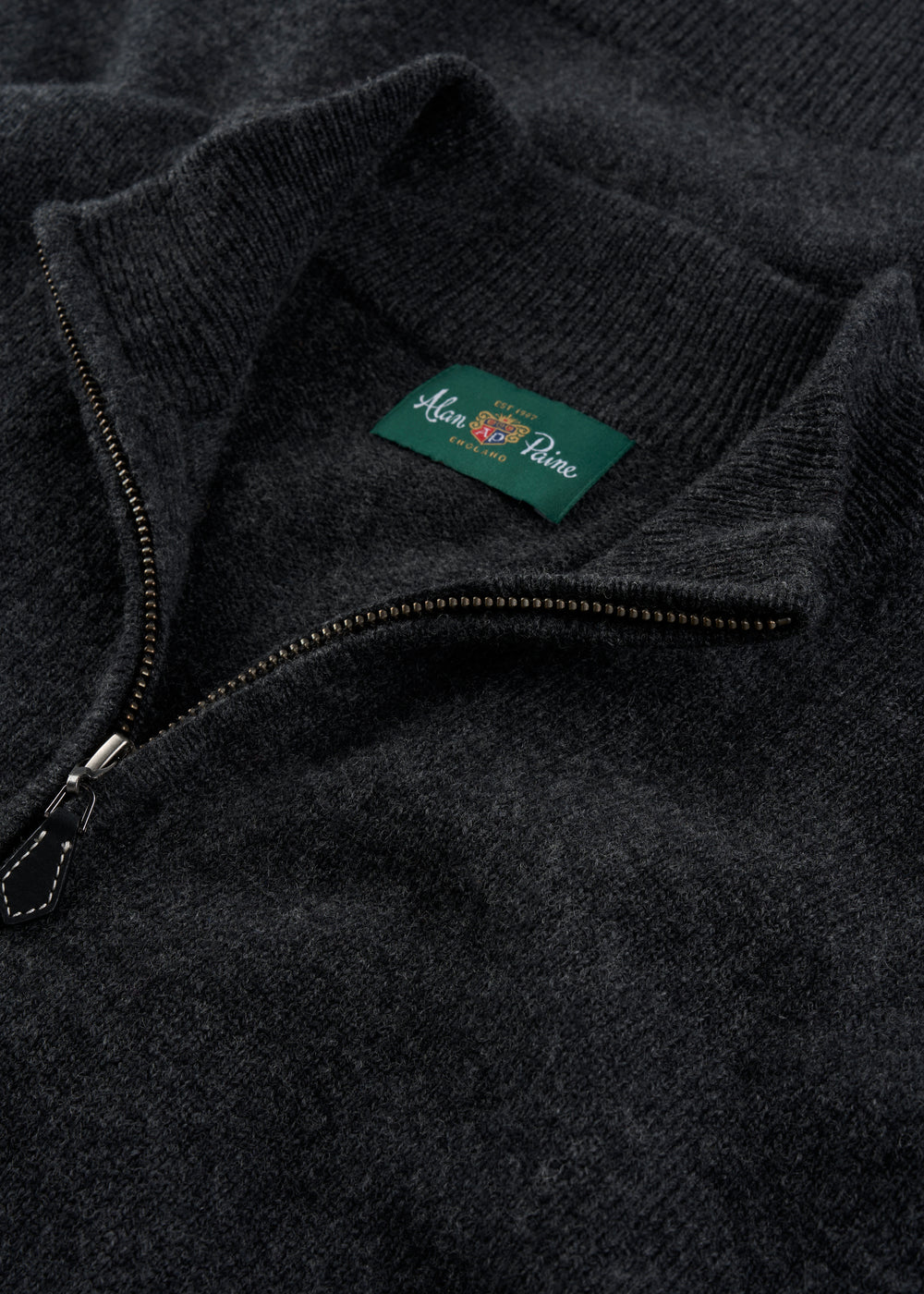 Men's Lambswool Quarter Zip Neck Jumper in Charcoal