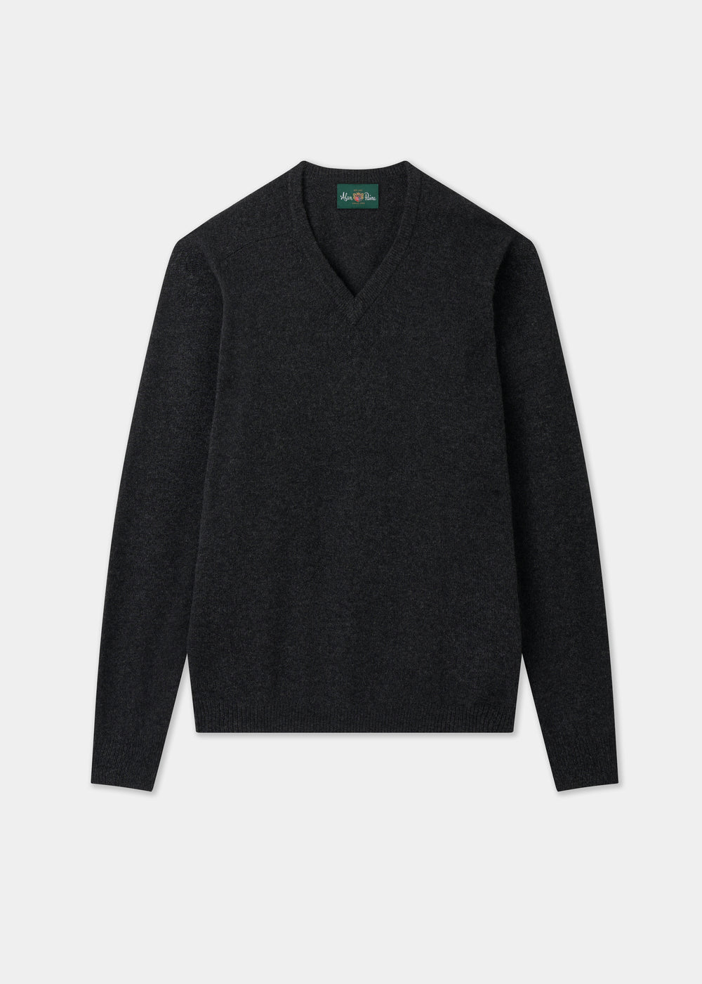 Men's Lambswool Vee Neck Jumper in Charcoal