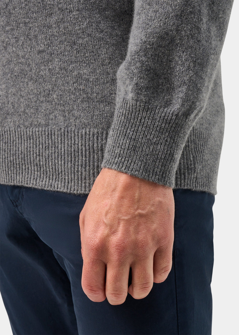 Hampshire Lambswool V-Neck Jumper In Grey Mix - Classic Fit