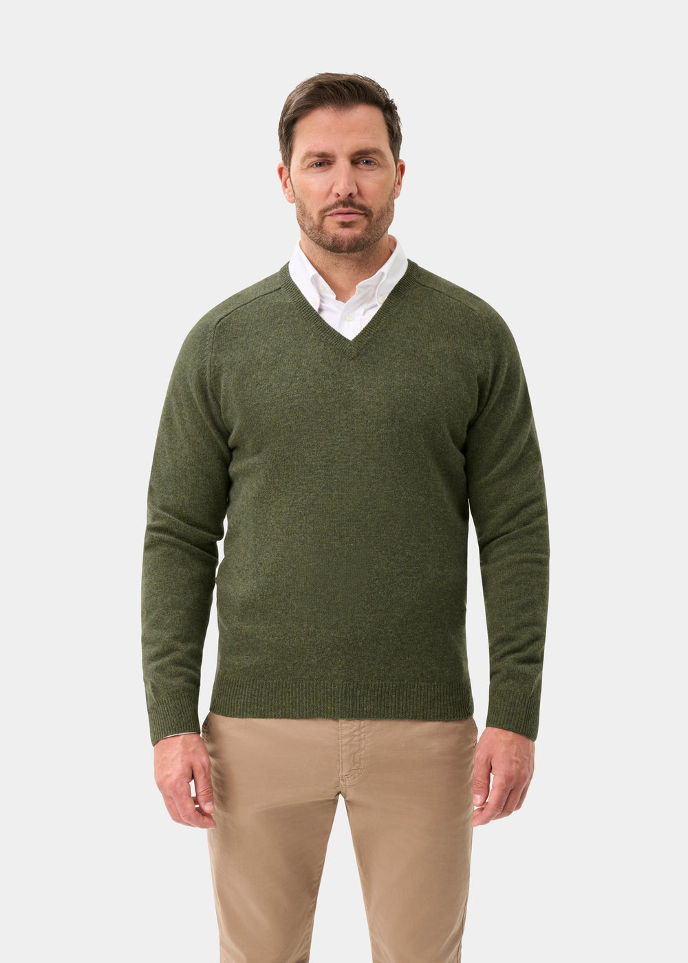 Men's Lambswool Vee Neck Jumper in Landscape