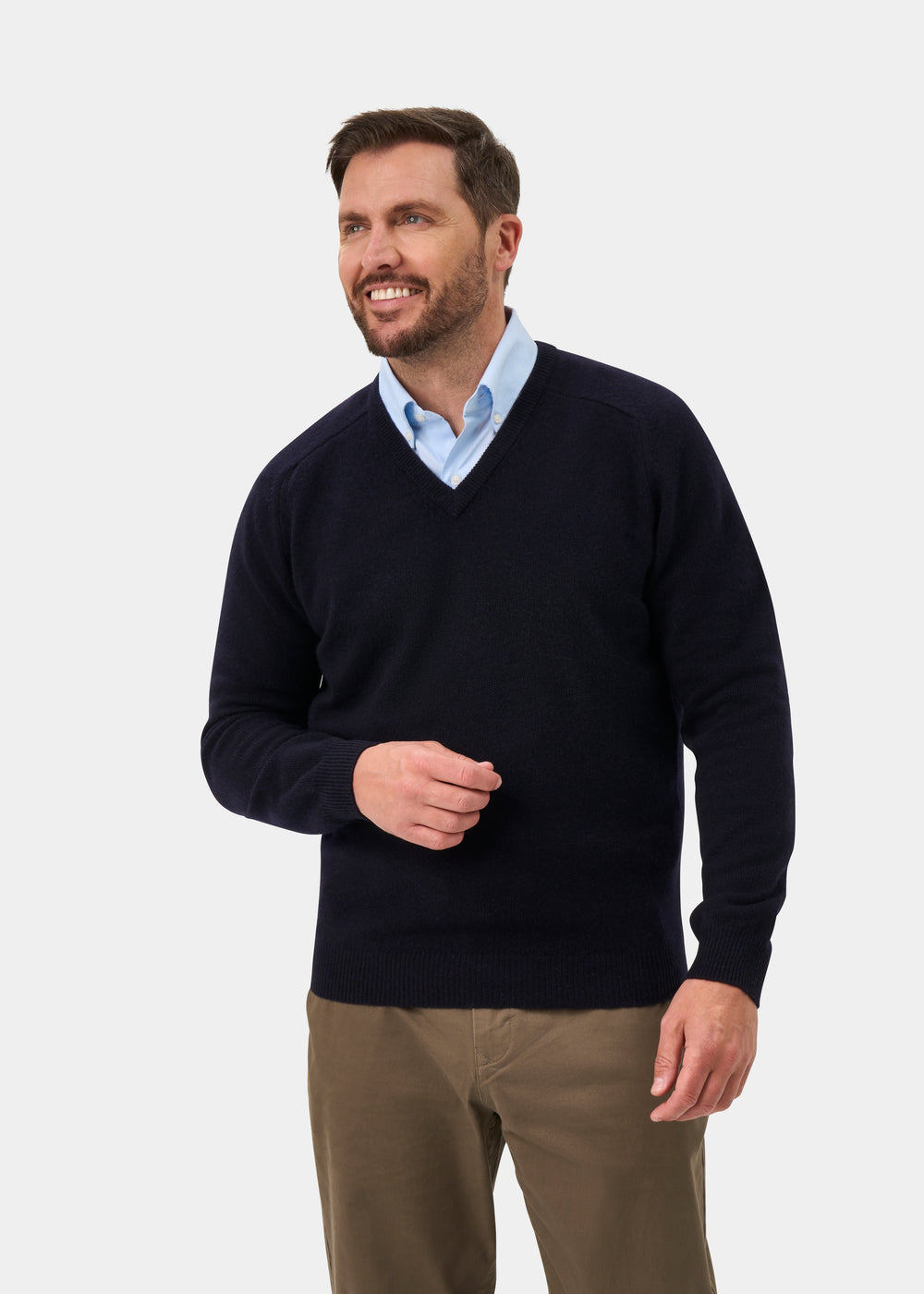 Kilsyth Men's Lambswool Jumper in Navy - Regular Fit