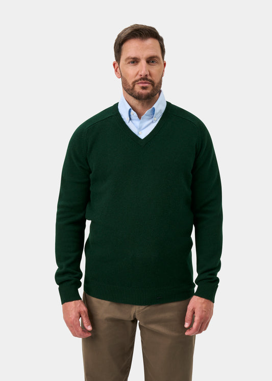 Kilsyth Men's Lambswool Jumper in Tartan Green - Regular Fit