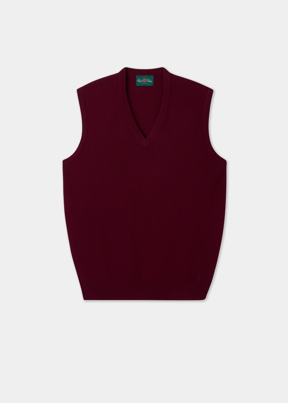 Men's Lambswool Slipover Vee Neck Jumper in Bordeaux