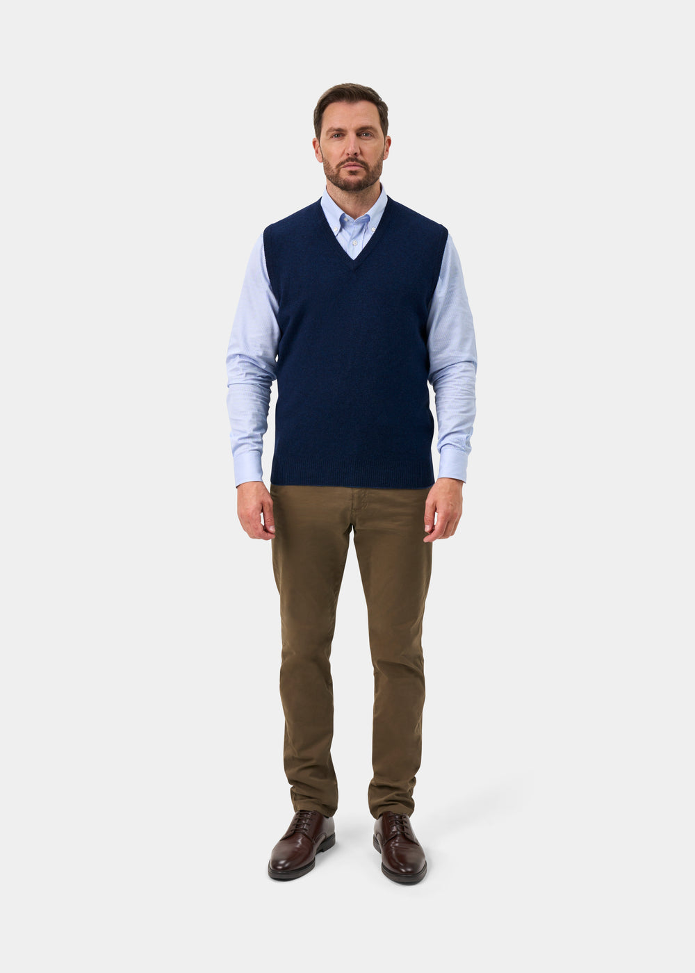 Norfolk Men's Lambswool Slipover in Indigo - Classic Fit