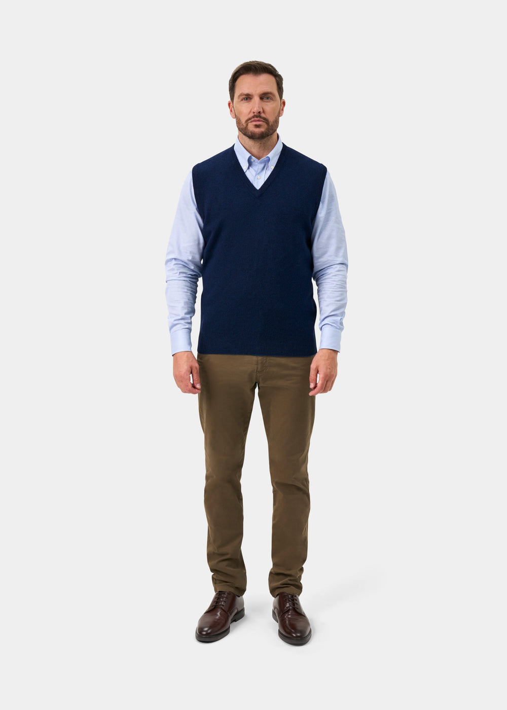 Norfolk Lambswool V-Neck Slipover In Indigo - Classic Fit