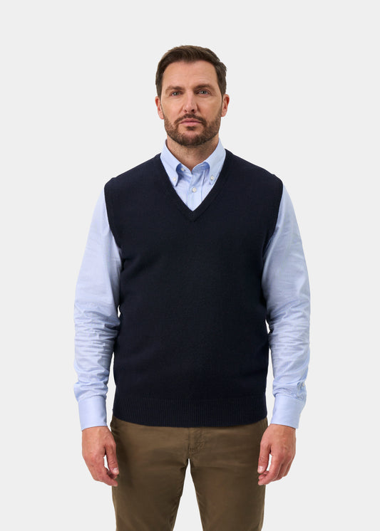 Norfolk Men's Lambswool Slipover in Navy - Classic Fit