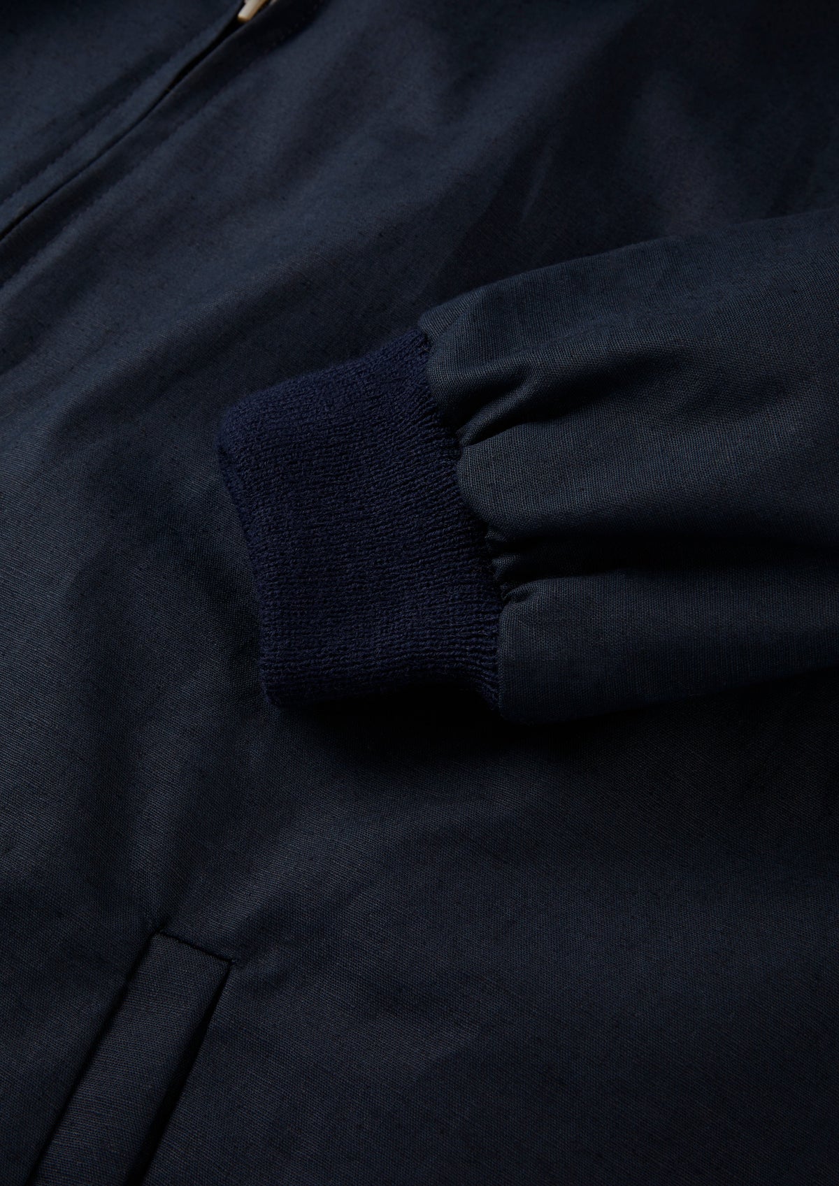 Men's Linen Cotton Bomber Jacket in Navy