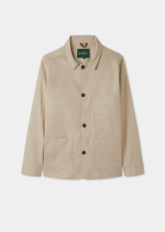 Men's Linen Cotton Shacket in Beige