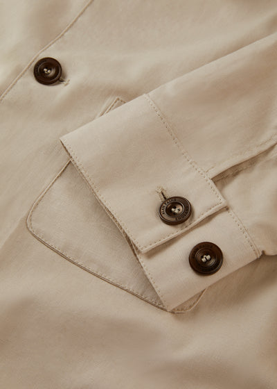 Men's Linen Cotton Shacket in Beige