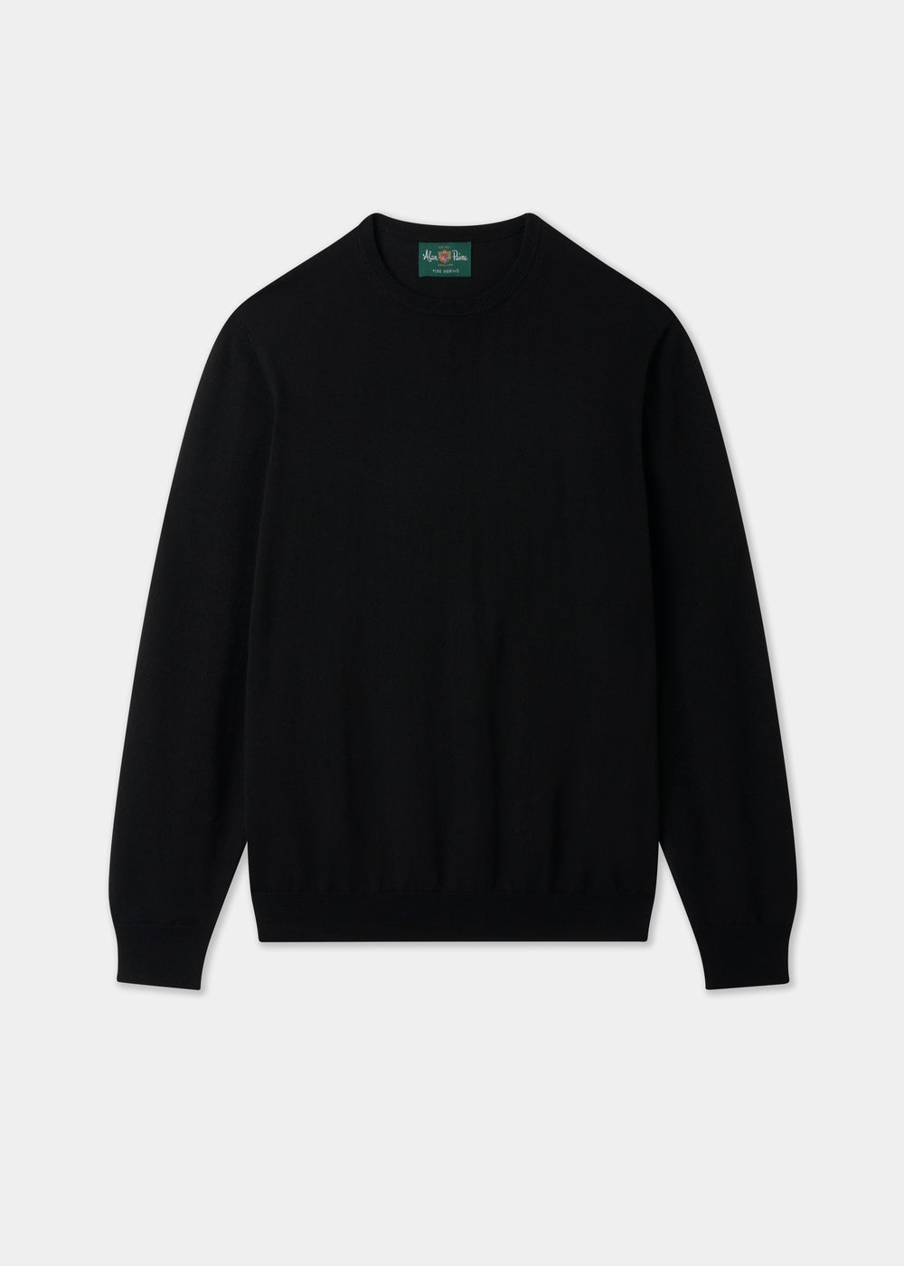 Men's Merino Wool Crew Neck Jumper in Black
