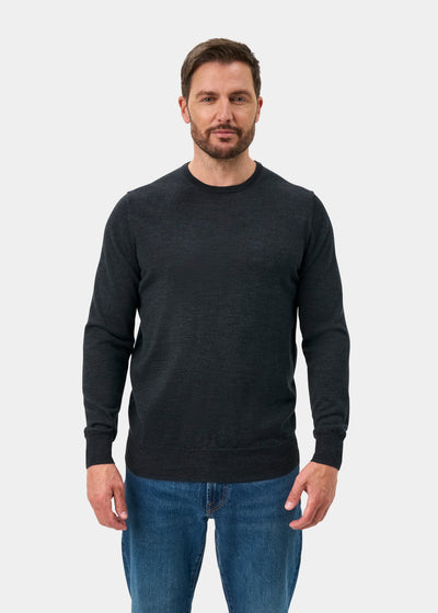 Radstone Men's Merino Wool Jumper in Charcoal - Regular Fit