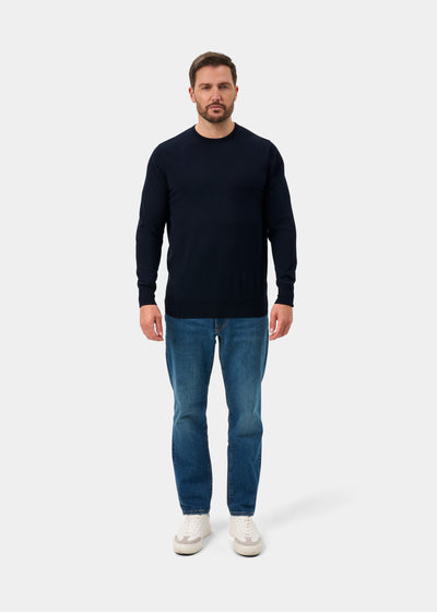 Radstone Men's Merino Wool Jumper in Dark Navy - Regular Fit