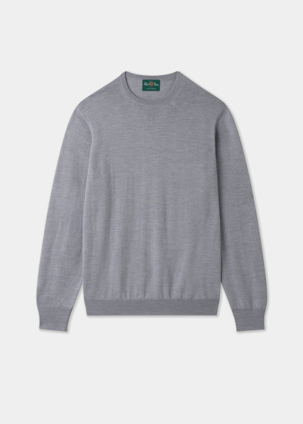 Men's Merino Wool Crew Neck Jumper in Light Grey Mix