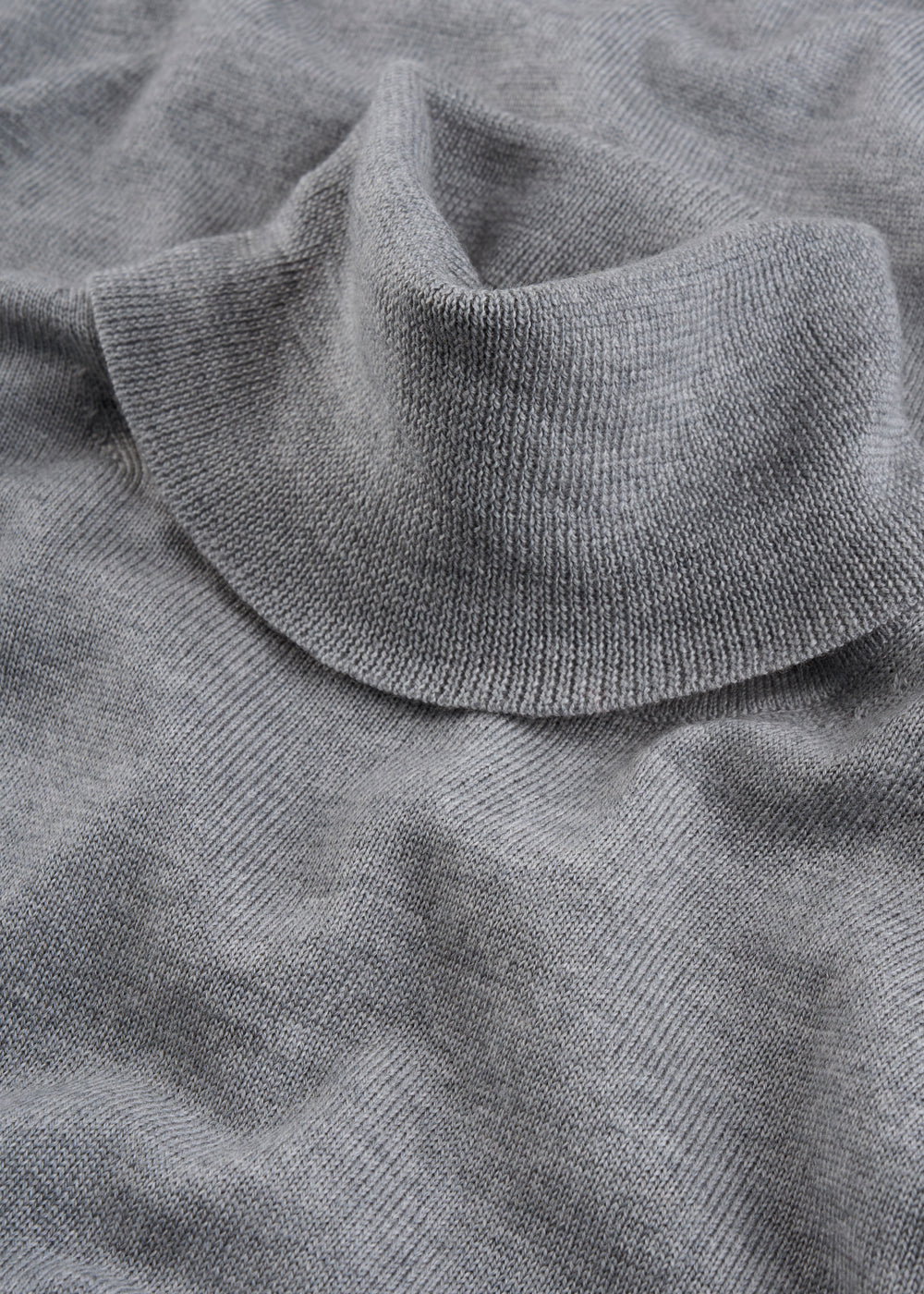 Men's Merino Wool Roll Neck Jumper in Light Grey