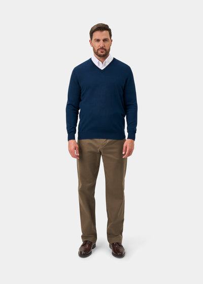 Millbreck Men's Merino Wool Jumper in Indigo - Regular Fit
