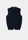 Thornley Merino Wool Tailored Dark Navy Waistcoat in dark navy merino wool with two front pockets.