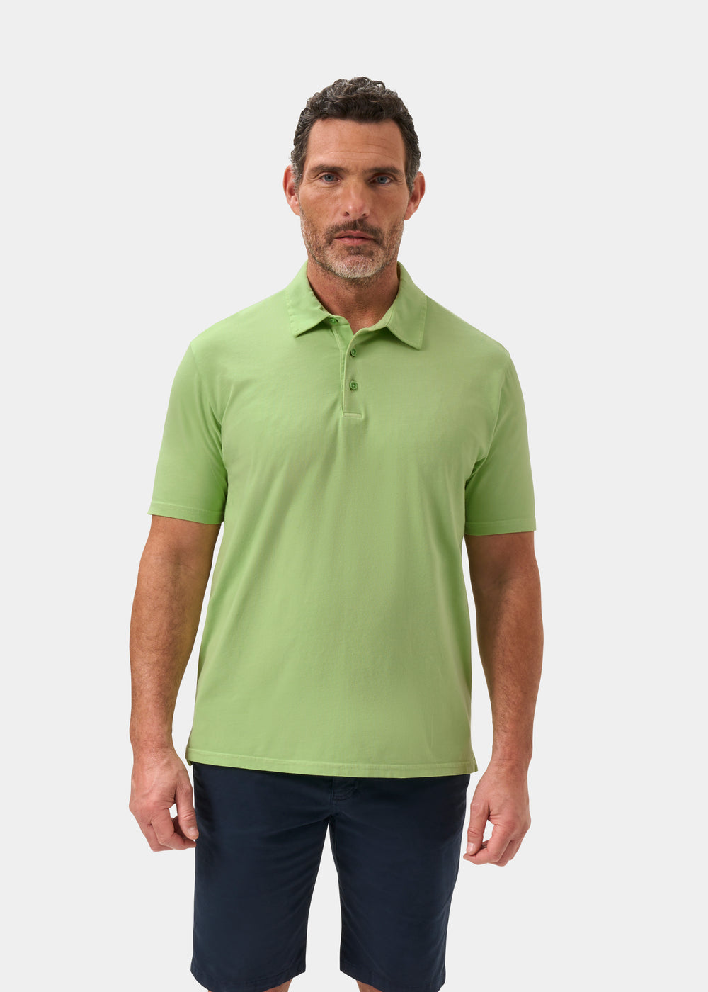 Men's Pique Cotton Polo Shirt in Green