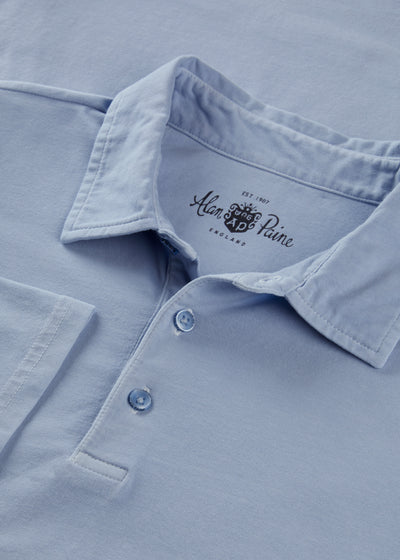Men's Pique Cotton Polo Shirt in Light Blue