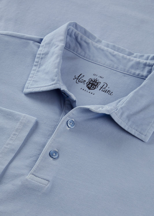Men's Pique Cotton Polo Shirt in Light Blue