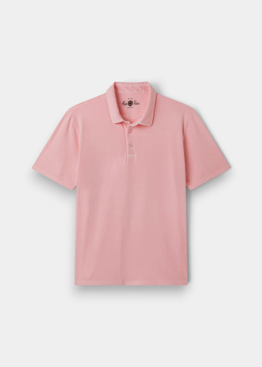 Tutbury Faded Dye Polo Shirt In Pale Pink