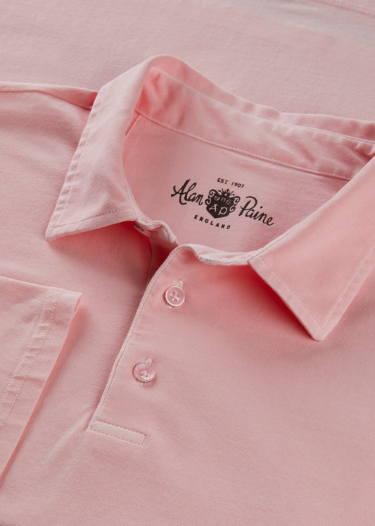 Men's Pique Cotton Polo Shirt in Pale Pink