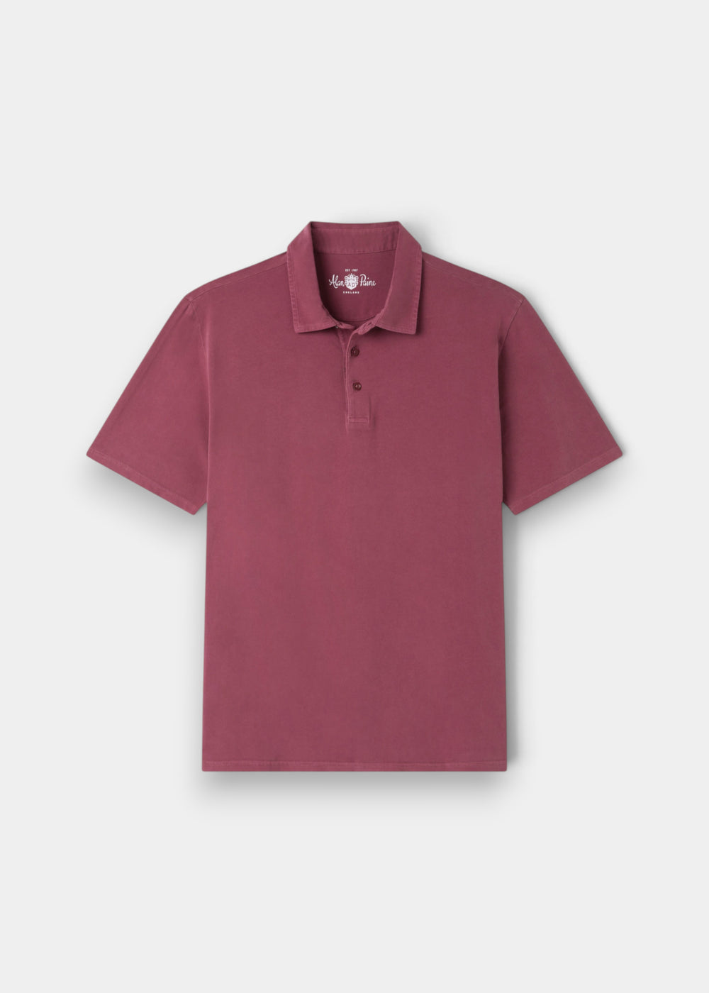 Tutbury Cotton Faded Dye Polo Shirt In Claret - Regular Fit