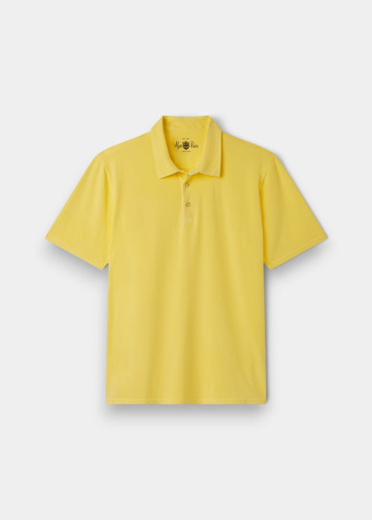 Tutbury Faded Dye Polo Shirt In Lemon