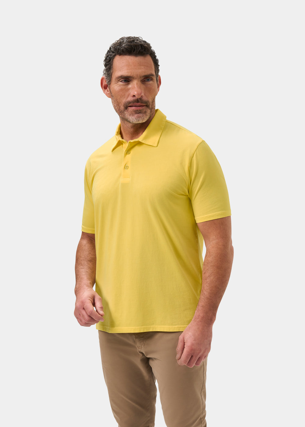 Men's Pique Cotton Polo Shirt in Yellow