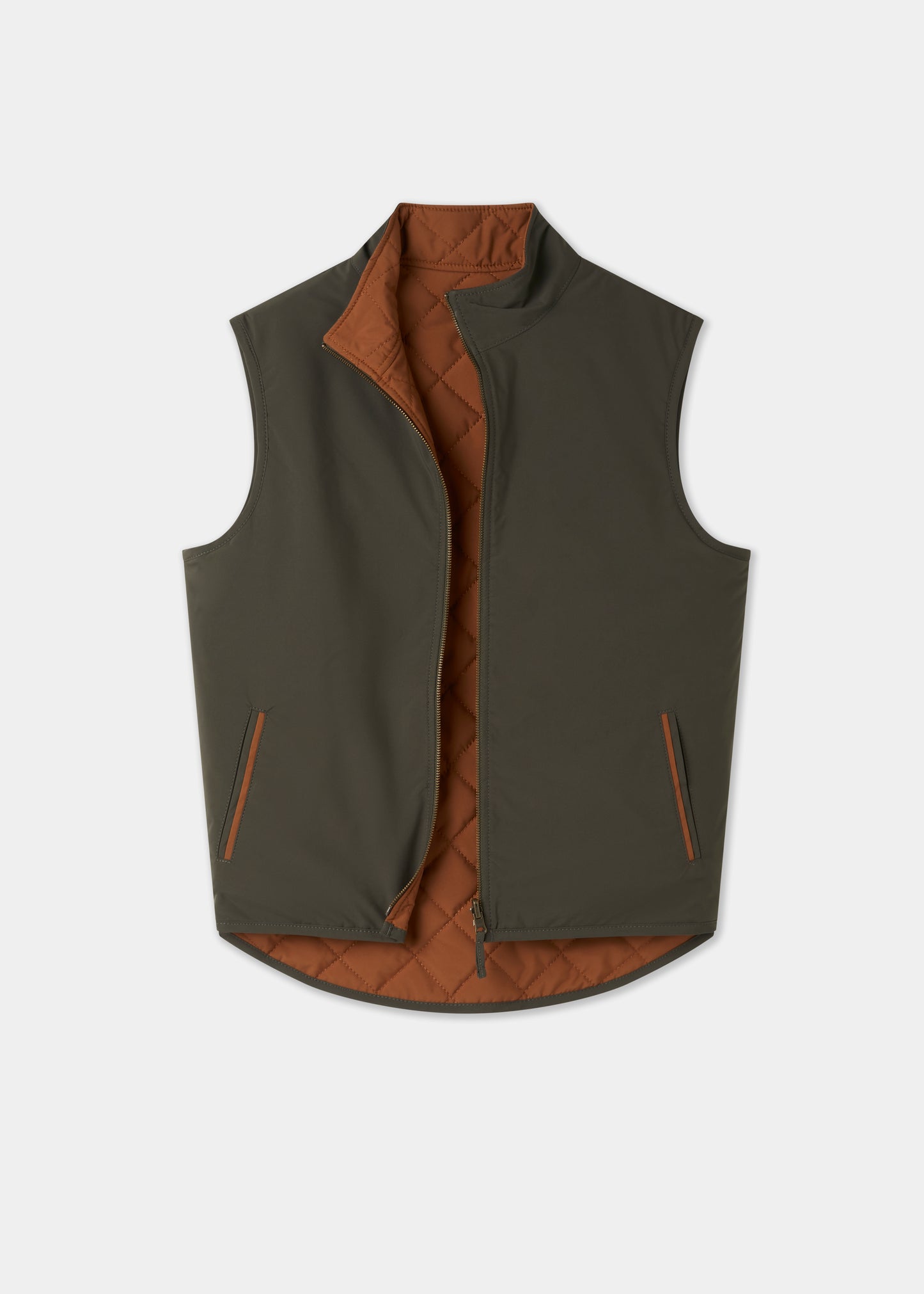 Men's Polyester Reversible Gilet in Green and Orange