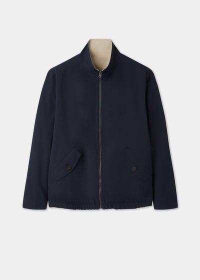 Men's Polyester Reversible Bomber Jacket in Beige & Navy