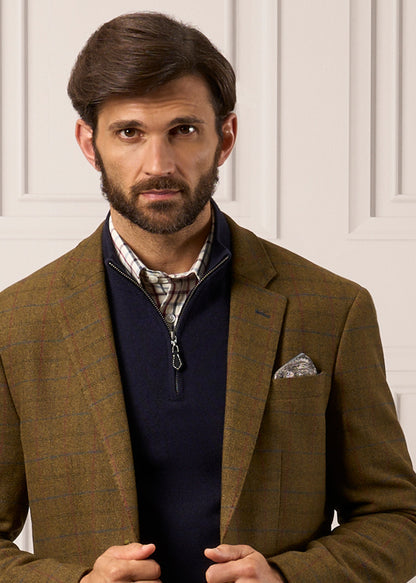 Surrey-Tweed-gefütterter Blazer in Moor – normale Passform