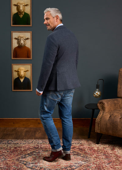 Richmond Men's Knitted Blazer In Navy