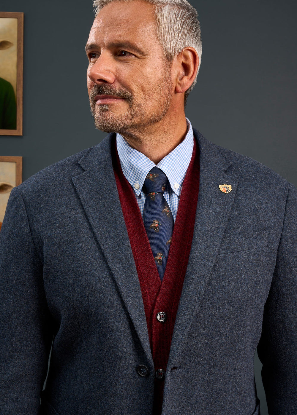 Richmond Men's Knitted Blazer In Navy