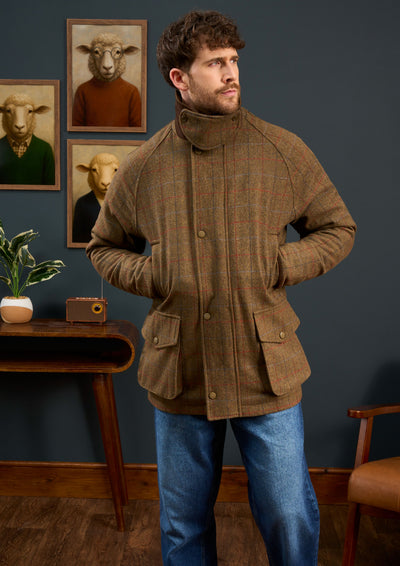 Mens-Tweed-Coat-Green-Check